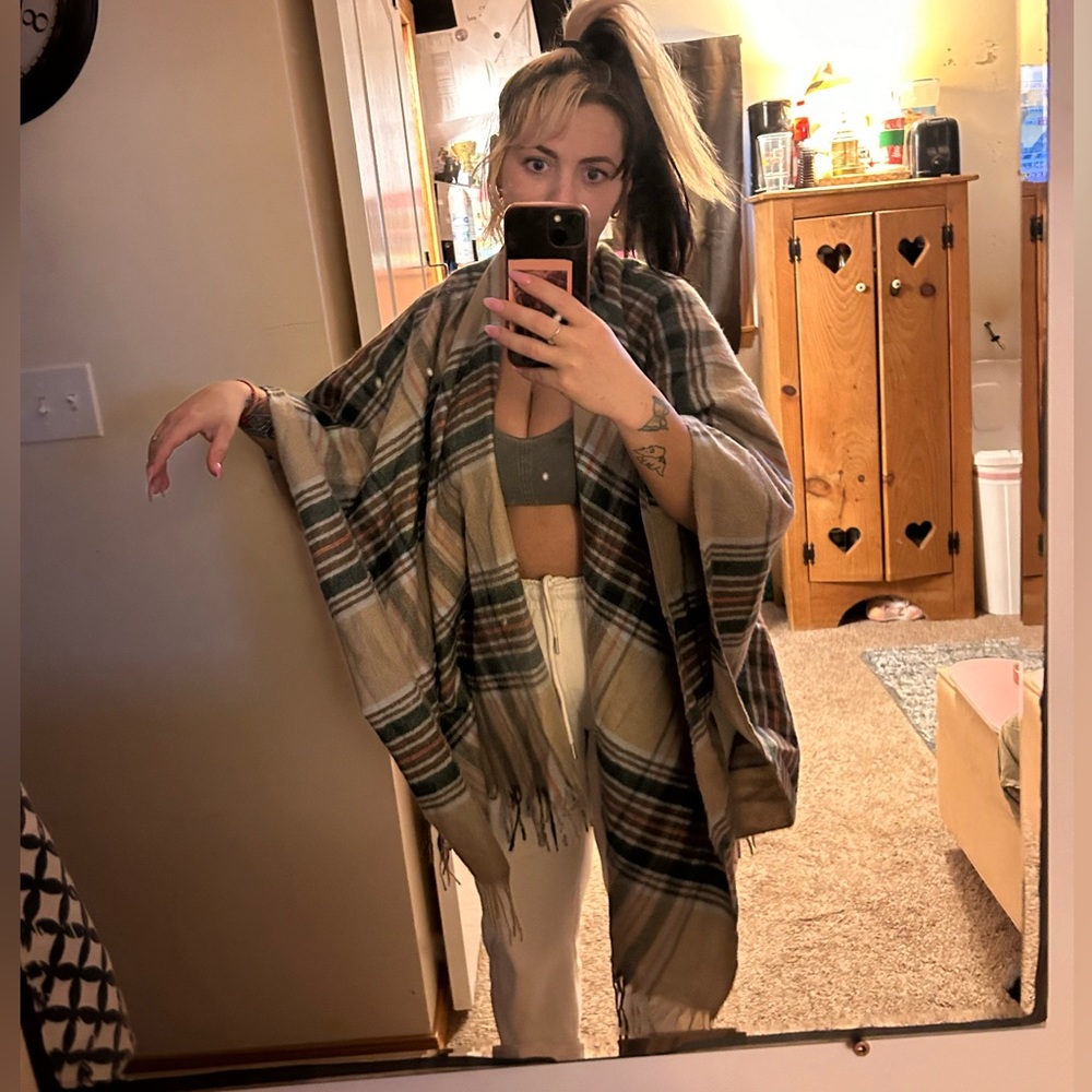 Big scarf Shaw cover up fringe details accent along the bottom